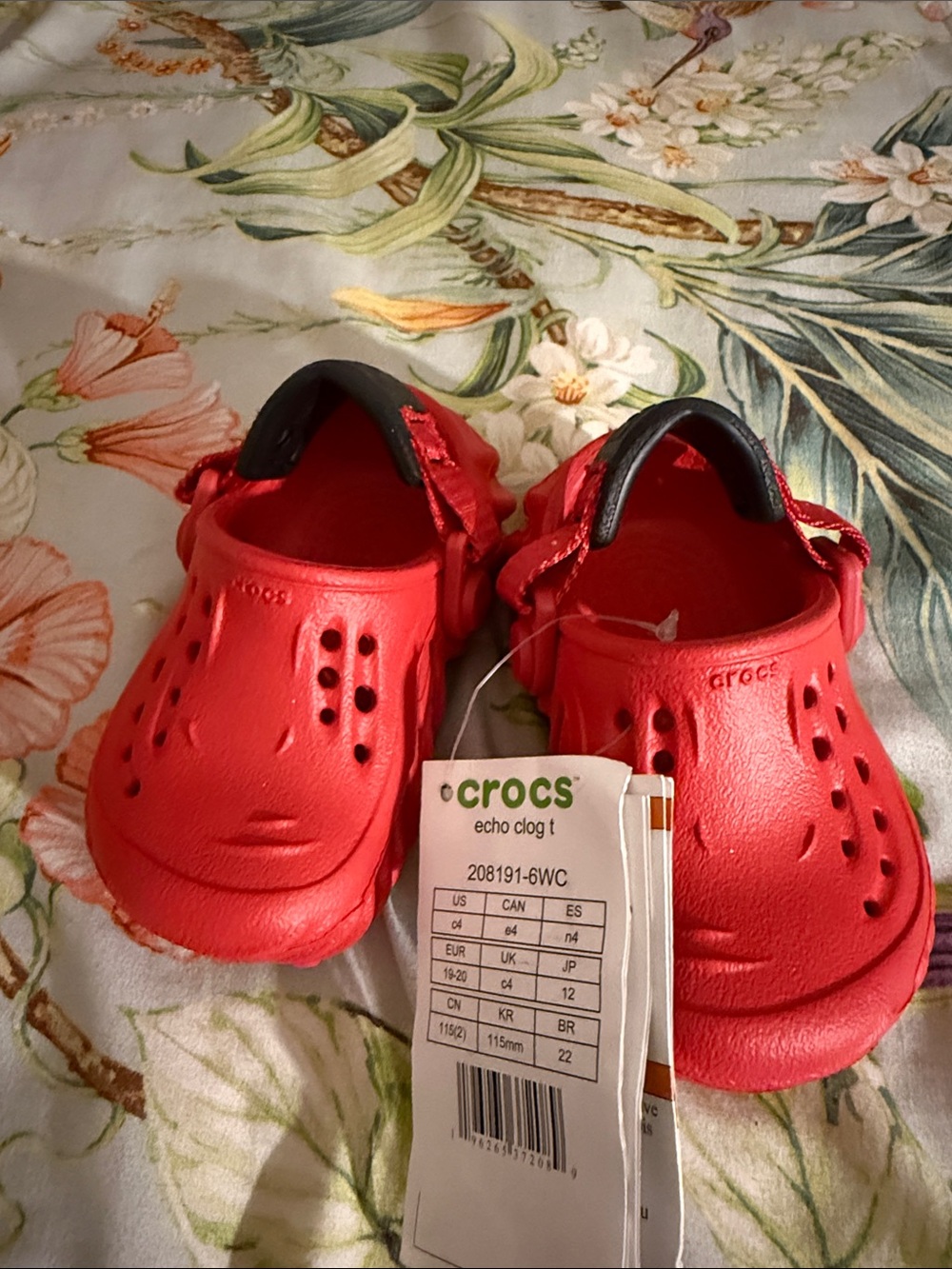 CROCS Kids Echo Clog in Red with Black Heel Strap